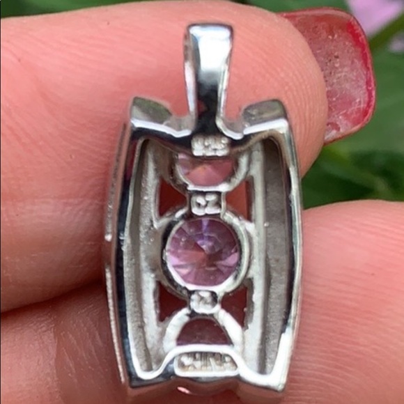 Sterling Silver Pink Cubic Zirconia Small Pendant - Picture 10 of 16